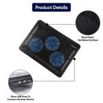 Portable Laptop Cooling Tray for 12" to 17" Laptops Quiet 3 Fans Cooling Pad