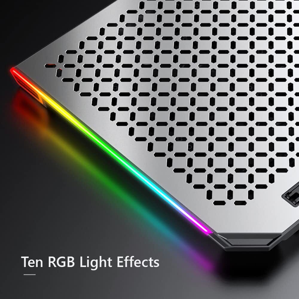 RGB Alloy Laptop Cooling Pad Stand Base 6 Fans Adjustable Speed - up to 15" 