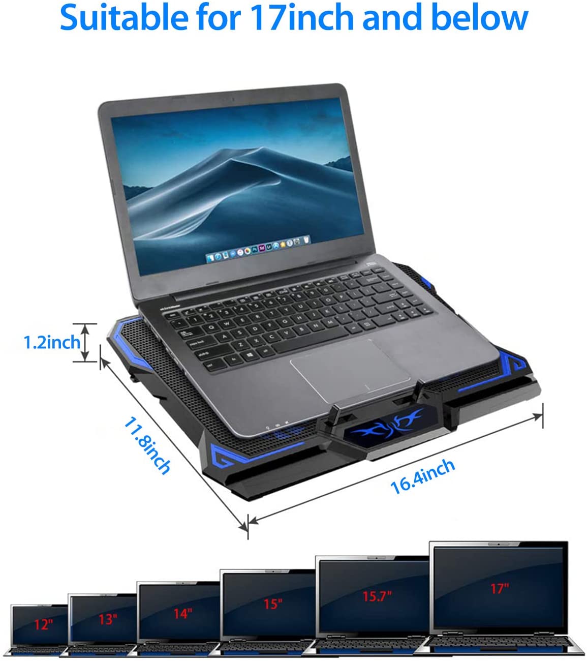 Coolcold Laptop Cooling Pad with 6 Quiet Fans