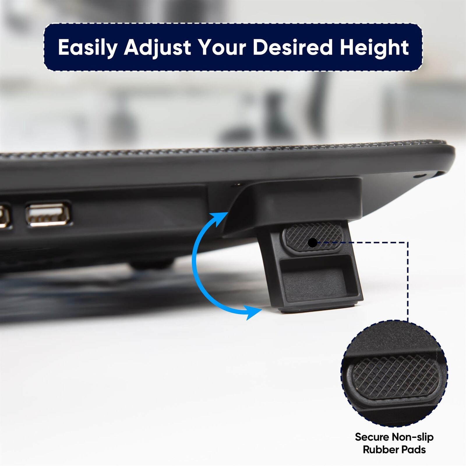 Portable Laptop Cooling Tray for 12" to 17" Laptops Quiet 3 Fans Cooling Pad