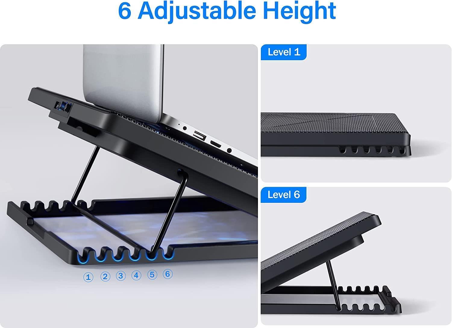 Silent Gaming Laptop Cooler Stand with 5 Fans (12-17")