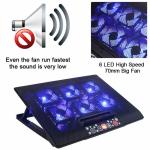 6 Quiet Fans Laptop Cooler Gaming Computer Cooling Pad Mat Tilt Stand LED 12-17"