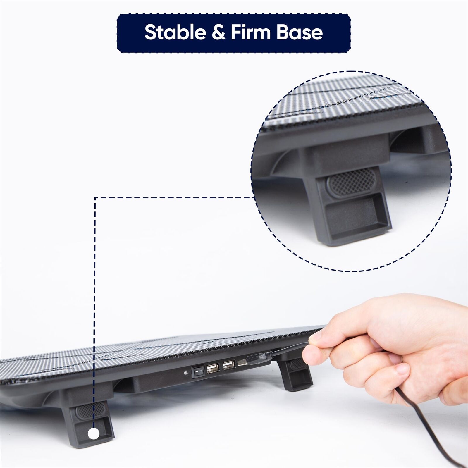 Portable Laptop Cooling Tray for 12" to 17" Laptops Quiet 3 Fans Cooling Pad