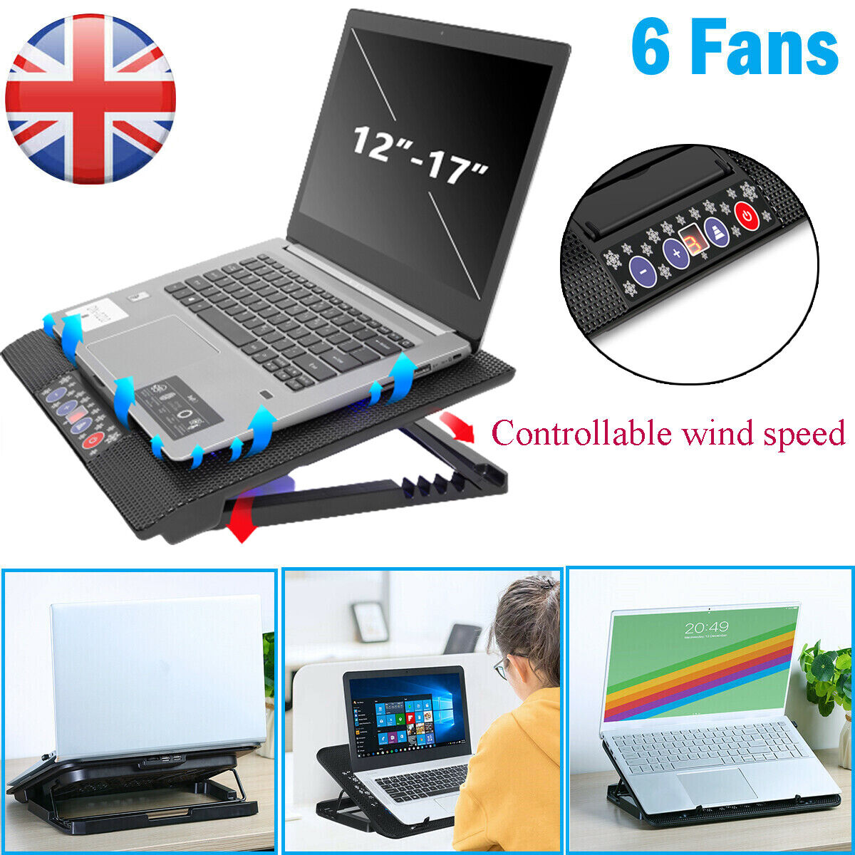 Ultra-Fast Gaming Laptop Cooler with 6 Fans