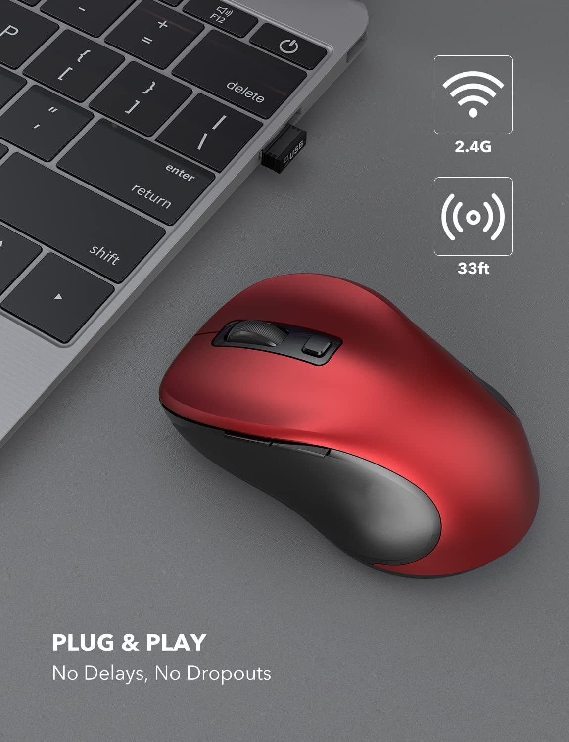 Gaming Laptop Mouse with Wireless 2.4GHz Technology