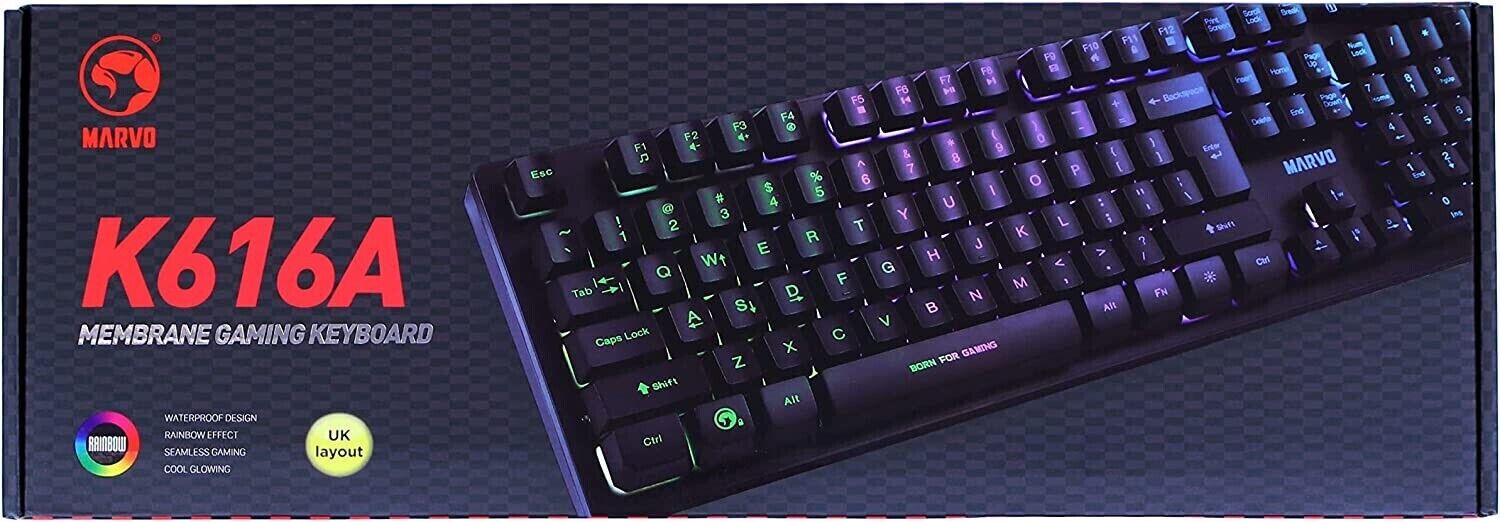 Marvo RGB Gaming Keyboard with Rainbow LED Backlit