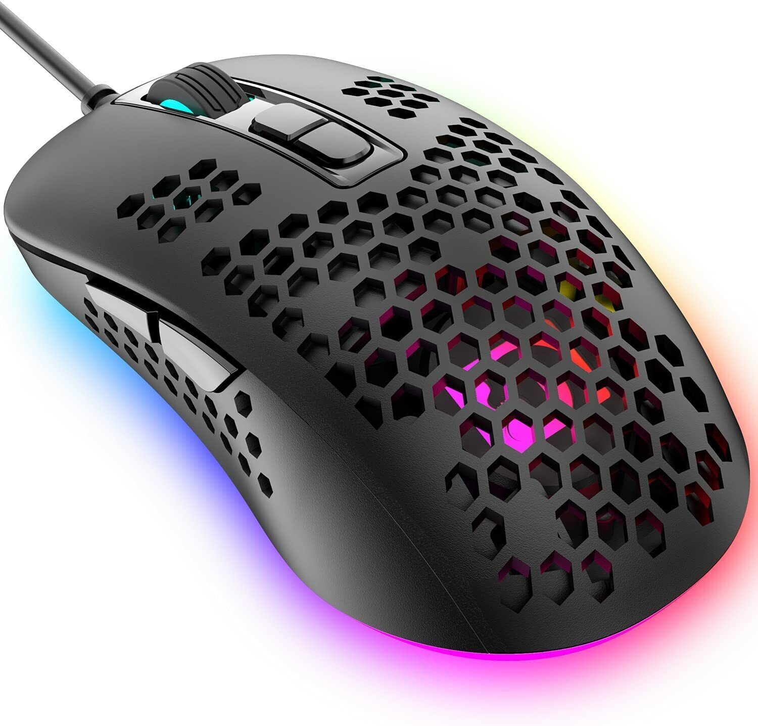 Ergonomic RGB Gaming Mouse with Honeycomb Shell, USB