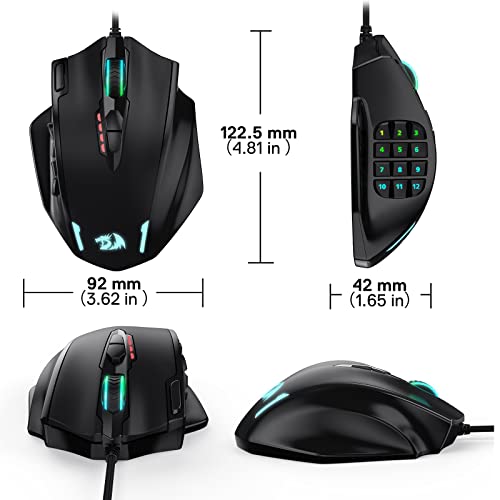 Redragon M908 RGB MMO Gaming Mouse, 12,400 DPI