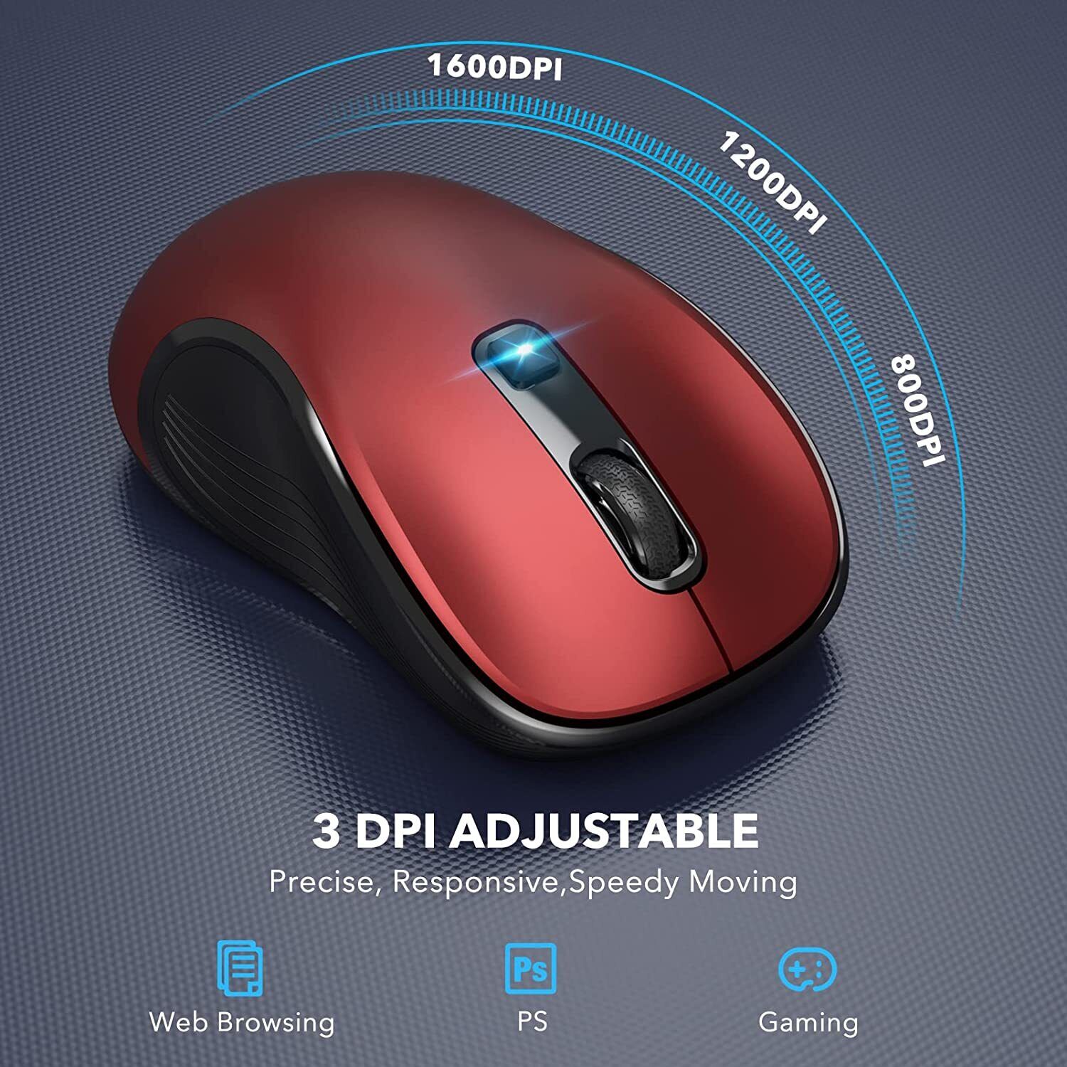 Gaming Laptop Mouse with Wireless 2.4GHz Technology