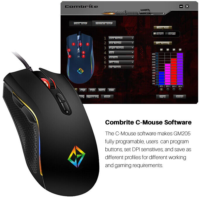 RGB LED Light USB Wired Gaming Laptop Mouse