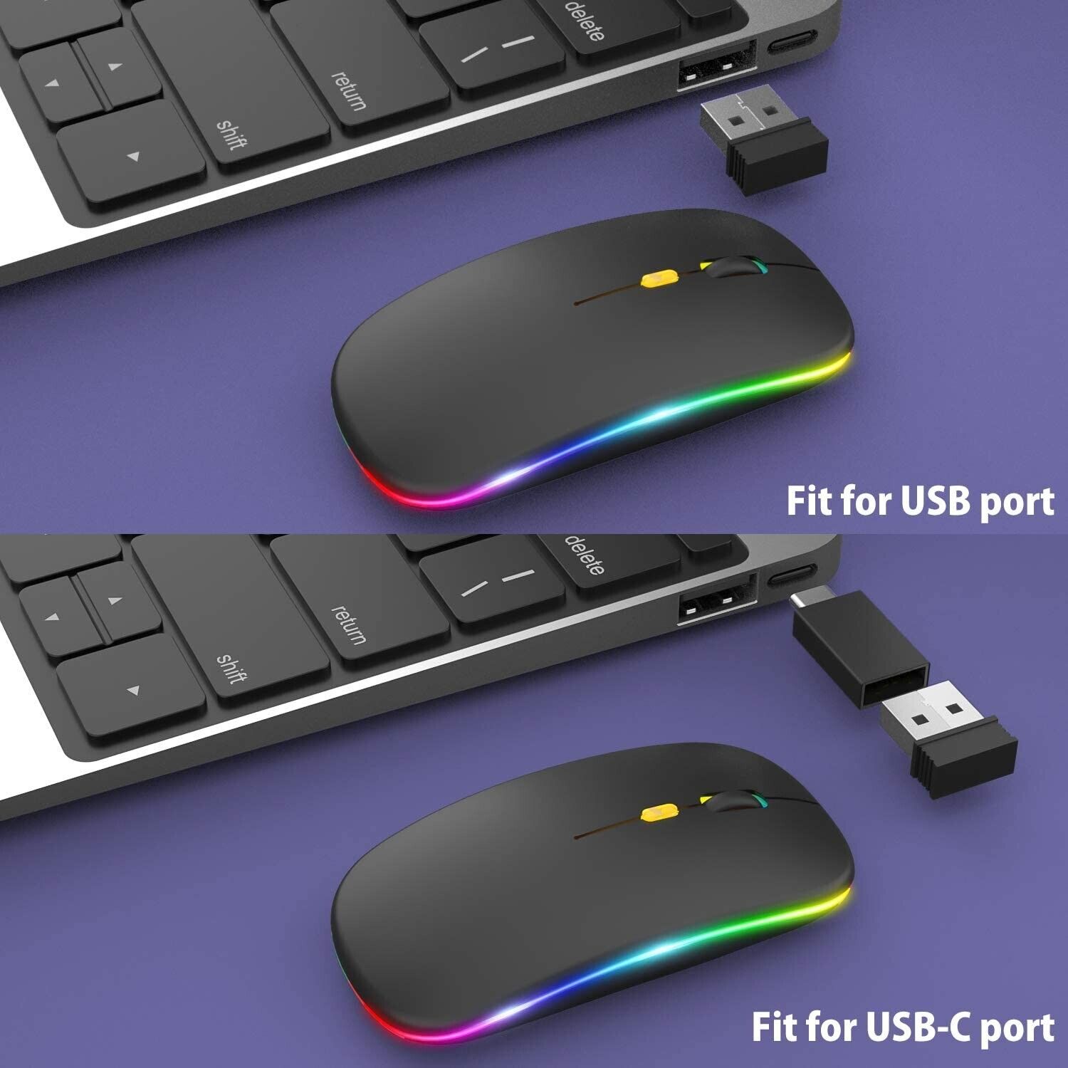 Wireless RGB LED Gaming Mouse for PC Laptop