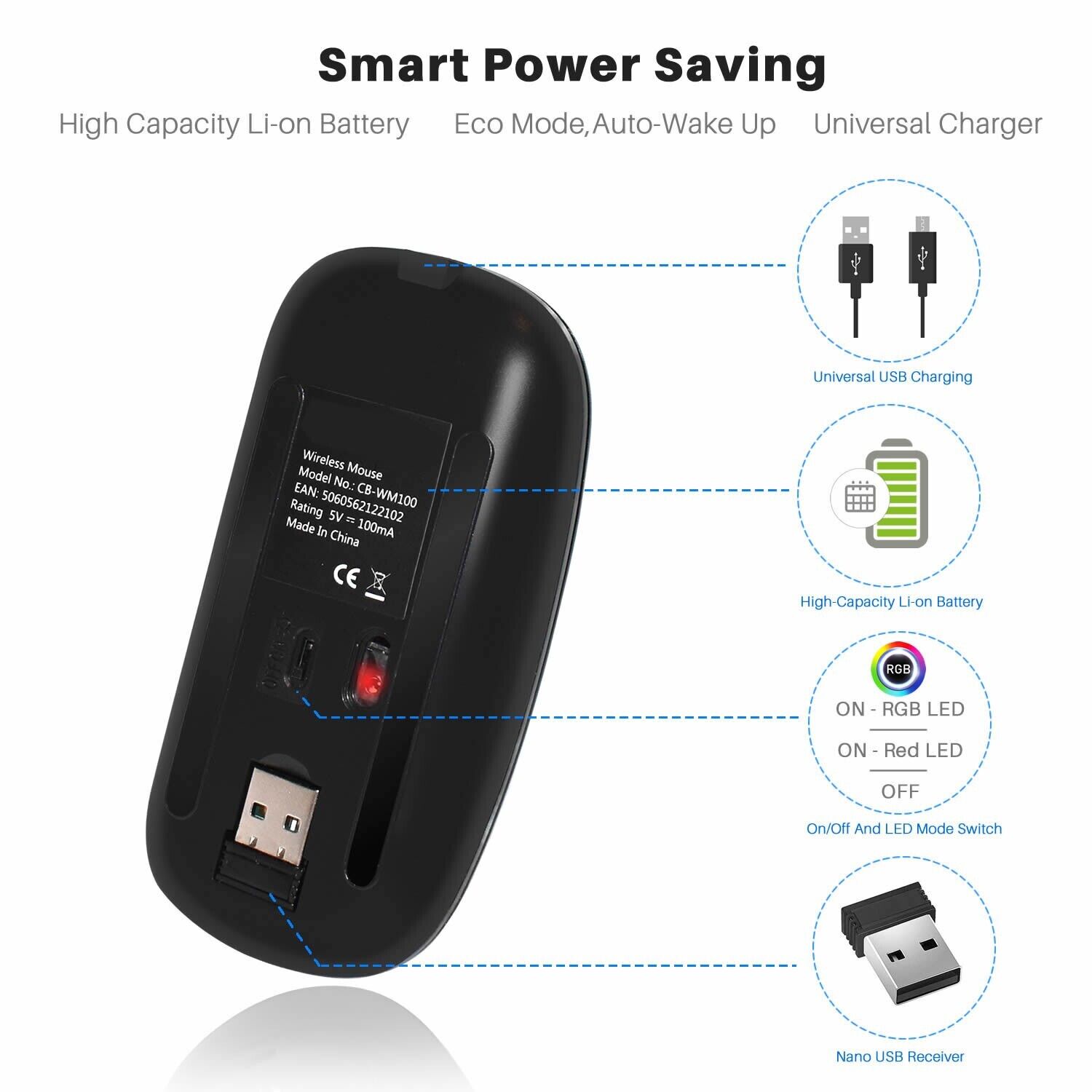 Wireless RGB LED Gaming Mouse for PC Laptop