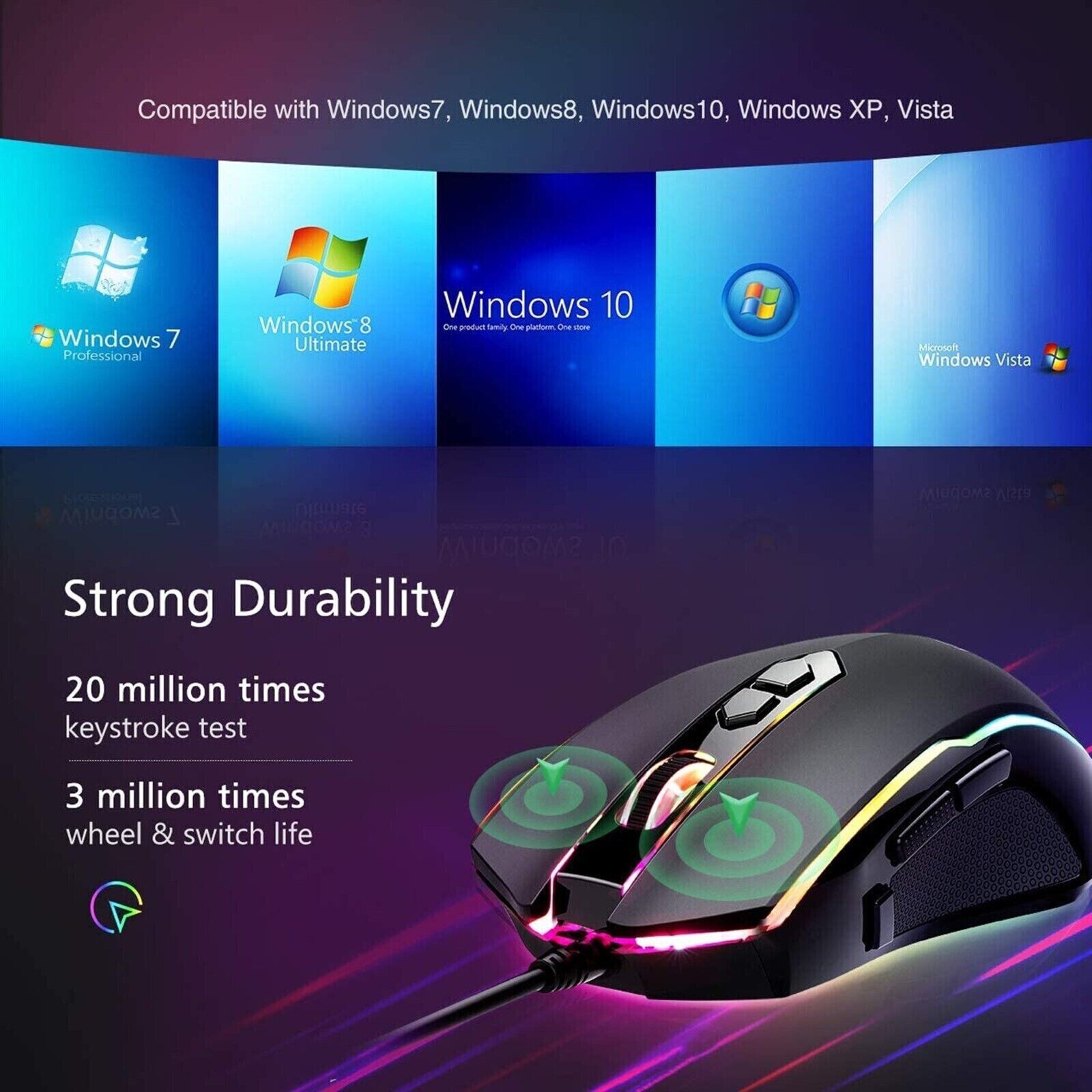 T16 Wired Gaming Mouse: 7200 DPI RGB
