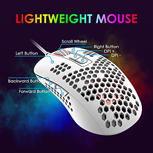 KUIYN 383 Ultralight RGB Gaming Mouse (White)