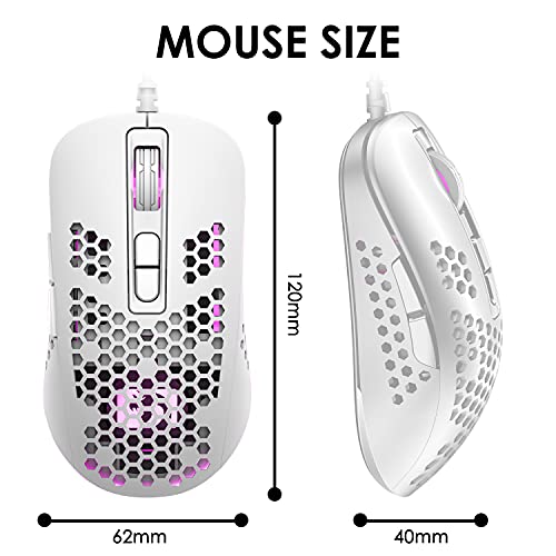 KUIYN 383 Ultralight RGB Gaming Mouse (White)