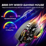 TECKNET Wired Gaming Mouse, 8000 DPI, 11 Macro Buttons