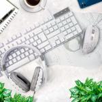 White Gaming Bundle: Keyboard, Mouse, Headset, Mouse Pad