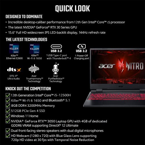 Acer Nitro 5 Gaming Laptop | Core i5 | RTX 3050