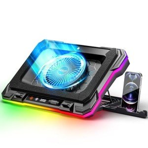 RGB Gaming Laptop Cooling Pad with Adjustable Heights