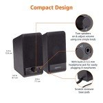 Amazon Basics USB-Powered Desktop Speakers - Black