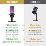 TONOR TC320 RGB Gaming USB Microphone with Stand