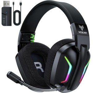 WESEARY Wireless Gaming Headset with Cool Lighting