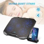 5-Fan Adjustable Laptop Cooling Pad (Black)
