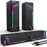 RGB Wired PC Soundbar with Subwoofer Speakers