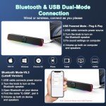 Wired RGB Bluetooth Gaming Sound Bar Speakers