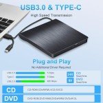 Portable USB 3.0 Type-C External CD/DVD Drive