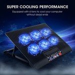 Ergonomic Laptop Cooling Pad with 6 Quiet Fans
