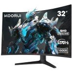 KOORUI 32" QHD Curved Gaming Monitor, 170Hz