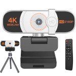 Nolansend 4K Webcam with Auto-Zoom & Remote