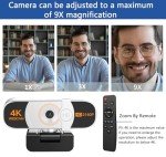 Nolansend 4K Webcam with Auto-Zoom & Remote