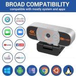 Nolansend 4K Webcam with Auto-Zoom & Remote