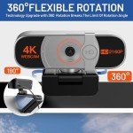 Nolansend 4K Webcam with Auto-Zoom & Remote