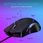 Lycander Wired Gaming Mouse with LED and 6400 DPI