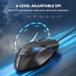 TECKNET 8000 DPI Wired Gaming Mouse with RGB