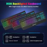 KOORUI Wired LED Gaming Keyboard with 104 Keys