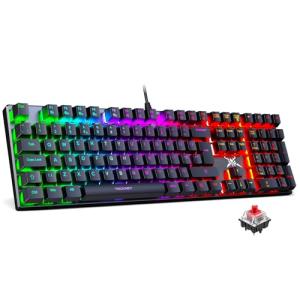 TECKNET Programmable Mechanical Gaming Keyboard - Red Switches