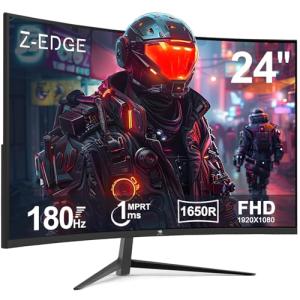 Z-Edge 24" Curved Gaming Monitor: 180Hz Refresh Rate, 1ms