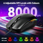 TECKNET RGB Gaming Mouse – 8000 DPI, 6 Buttons