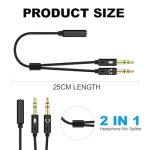 2-in-1 3.5mm Headphone Mic Splitter Cable