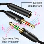 2-in-1 3.5mm Headphone Mic Splitter Cable