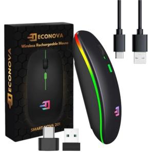 ECONOVA RGB Wireless Mouse – Ergonomic Silent Click