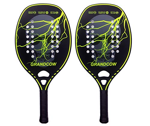 Padel Racket with Carbon Frame and Soft EVA Core (2PCS Green-L)