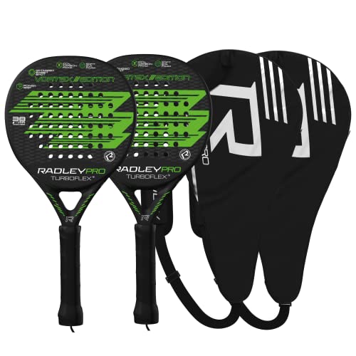 2 Pack Radley Pro Turboflex Padel Rackets, Carbon Fiber Frame
