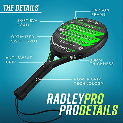 2 Pack Radley Pro Turboflex Padel Rackets, Carbon Fiber Frame