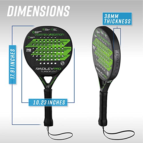 2 Pack Radley Pro Turboflex Padel Rackets, Carbon Fiber Frame