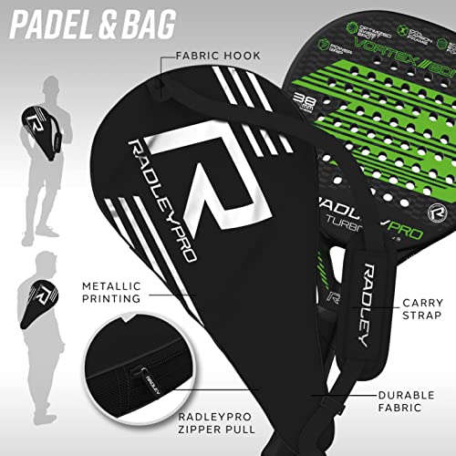 2 Pack Radley Pro Turboflex Padel Rackets, Carbon Fiber Frame